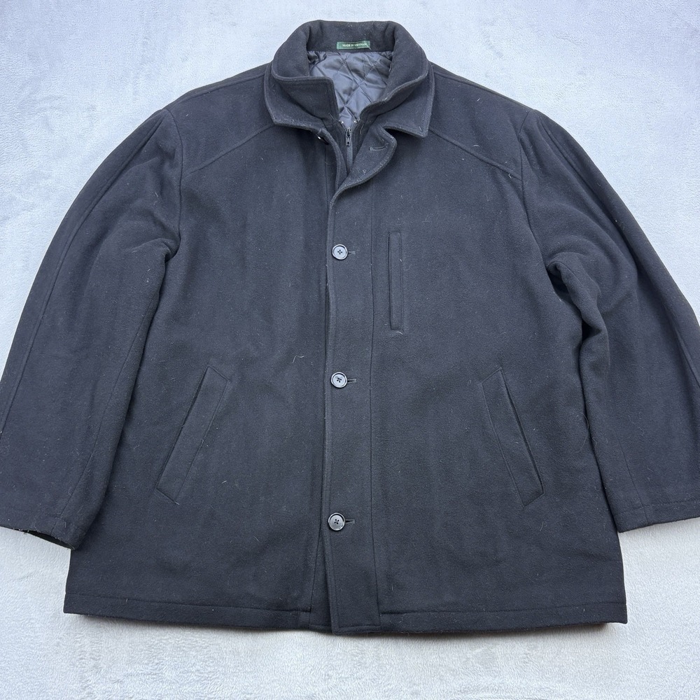 Lauren Ralph Lauren Coat Mens 54R Black Wool Cashmere Blend Full Zip Button